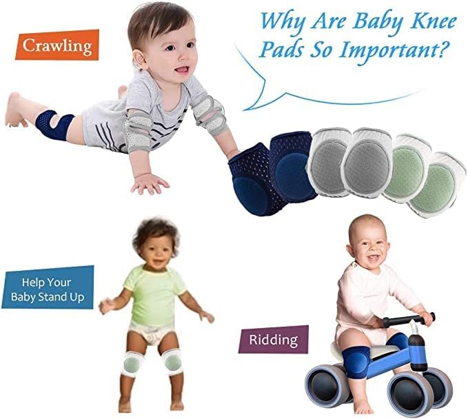 CB Baby Knee Pads for Crawling, Crawling knee pads for babies,Adjustable Anti Slip Breathable for Crawling Toddling（3 Pairs） - Image 5